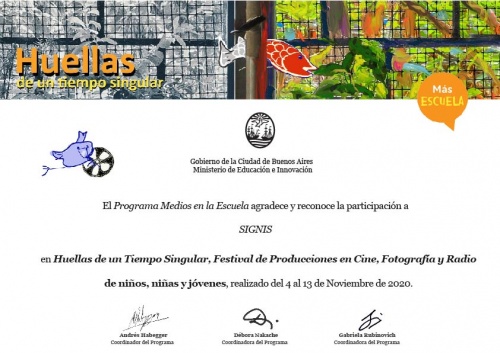 "Media at School" Program thanks SIGNIS Argentina